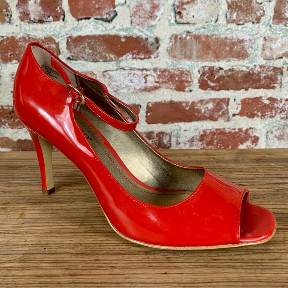 Franco Sarto Shoes - Franco Sarto Cherry Red Peep Toe Leather Pumps 8